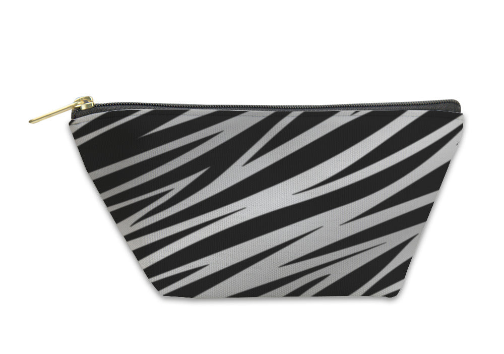 Accessory Pouch, Silver Zebra Print