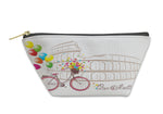Accessory Pouch, Ciao Italia Text With Colosseum And Bicycle Romantic Postcard From Rome Italy