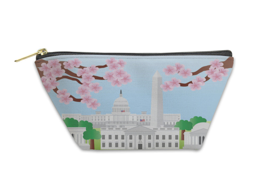 Accessory Pouch, Washington Dc Landmarks With Cherry Blossom