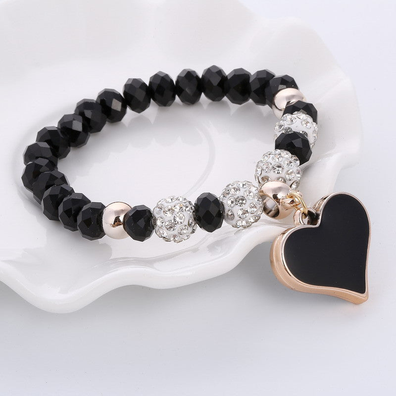 Romantic Vintage Bracelet with Heart Pendant - Stones & Vine