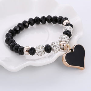Romantic Vintage Bracelet with Heart Pendant - Stones & Vine