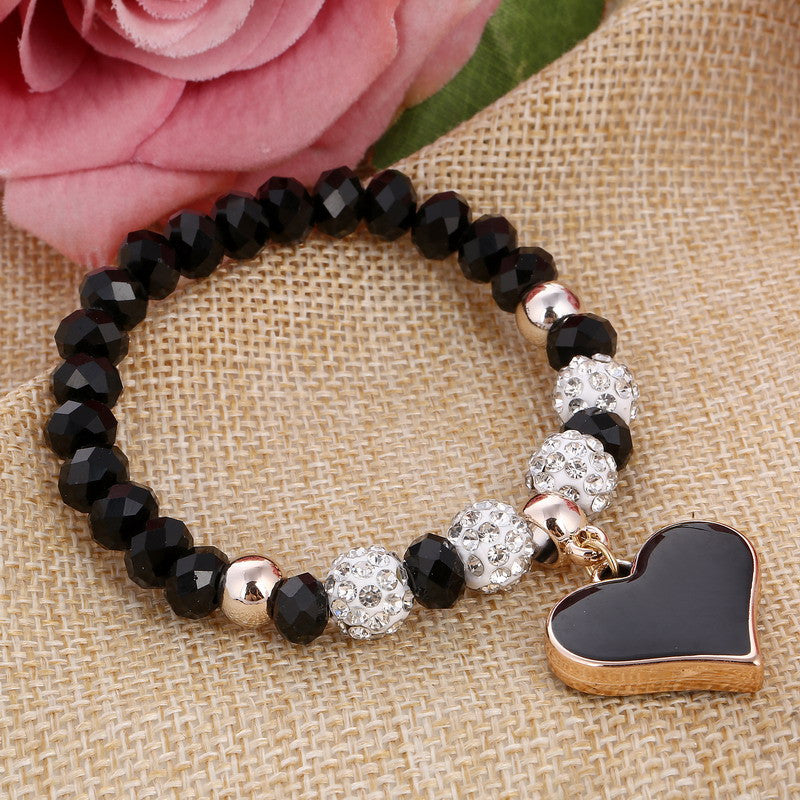 Romantic Vintage Bracelet with Heart Pendant - Stones & Vine
