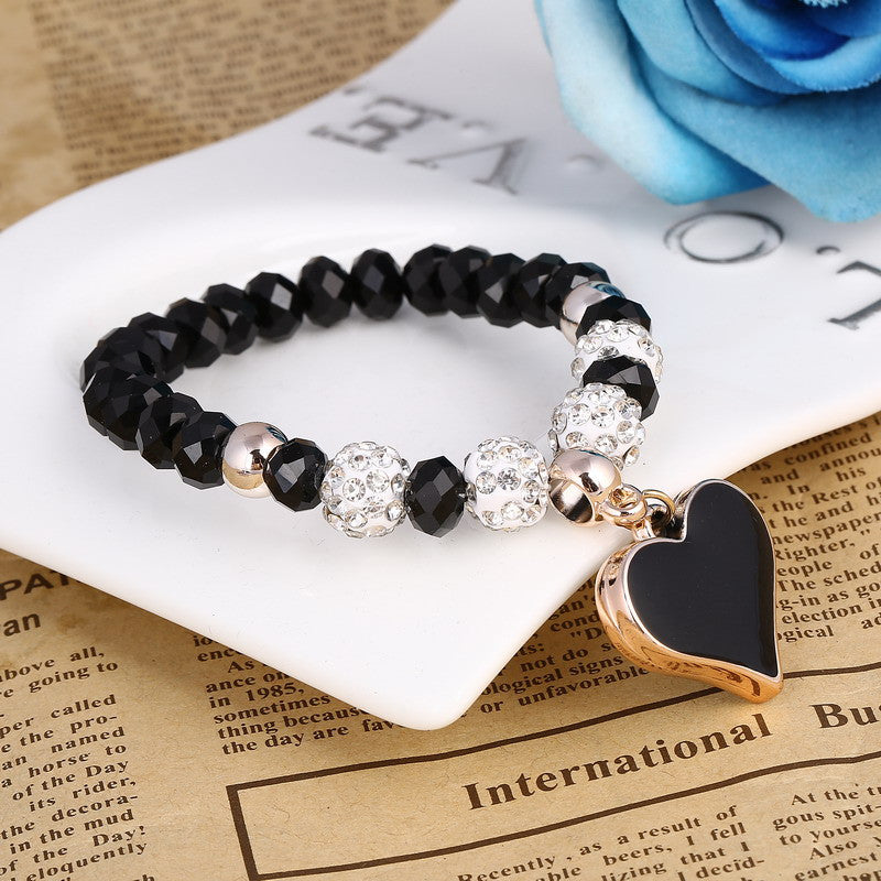Romantic Vintage Bracelet with Heart Pendant - Stones & Vine