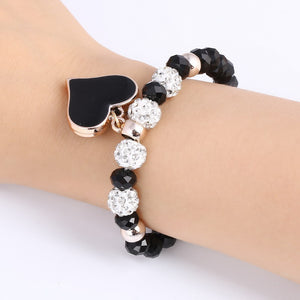 Romantic Vintage Bracelet with Heart Pendant - Stones & Vine