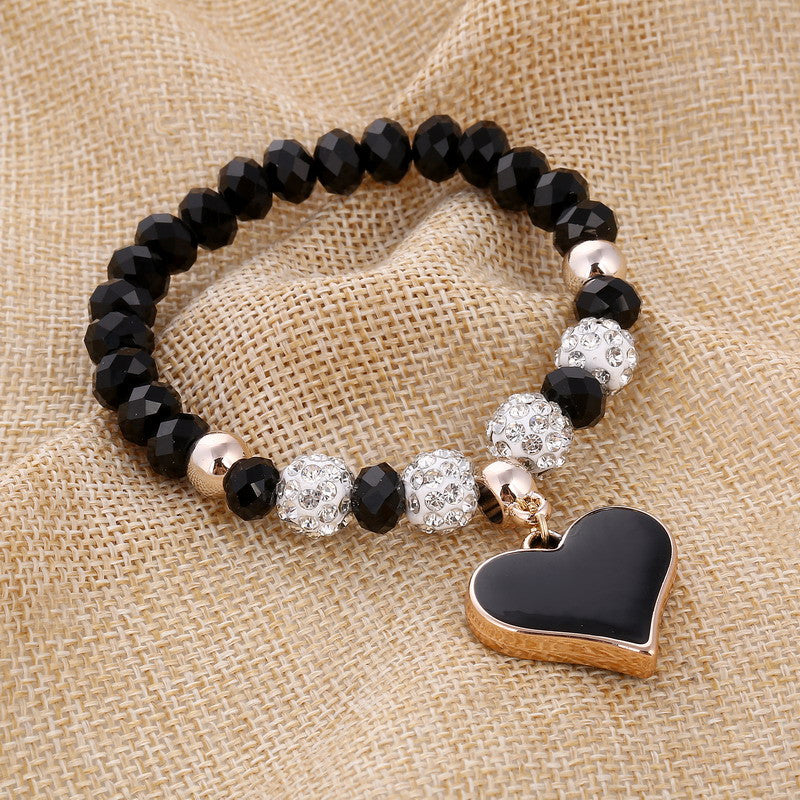 Romantic Vintage Bracelet with Heart Pendant - Stones & Vine