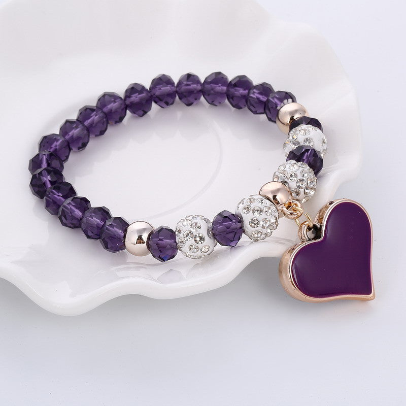 Romantic Vintage Bracelet with Heart Pendant - Stones & Vine