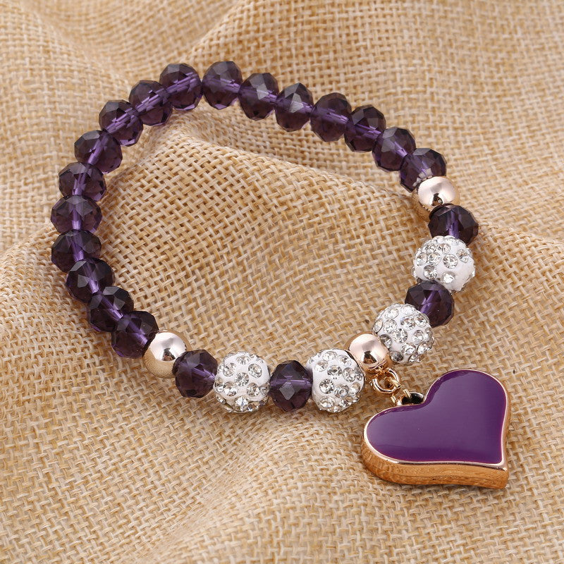 Romantic Vintage Bracelet with Heart Pendant - Stones & Vine