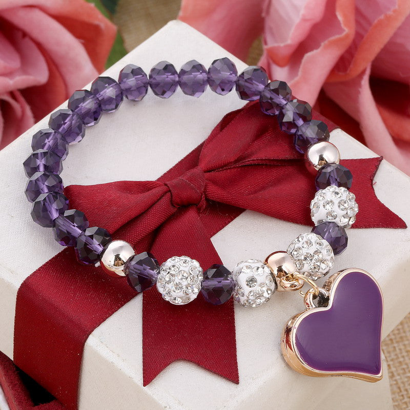 Romantic Vintage Bracelet with Heart Pendant - Stones & Vine