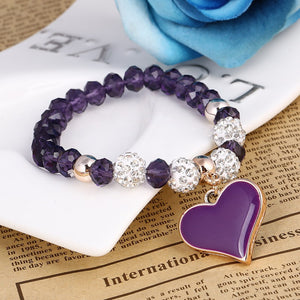 Romantic Vintage Bracelet with Heart Pendant - Stones & Vine