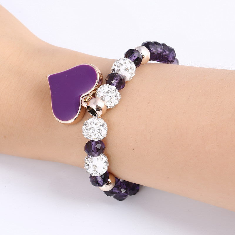 Romantic Vintage Bracelet with Heart Pendant - Stones & Vine