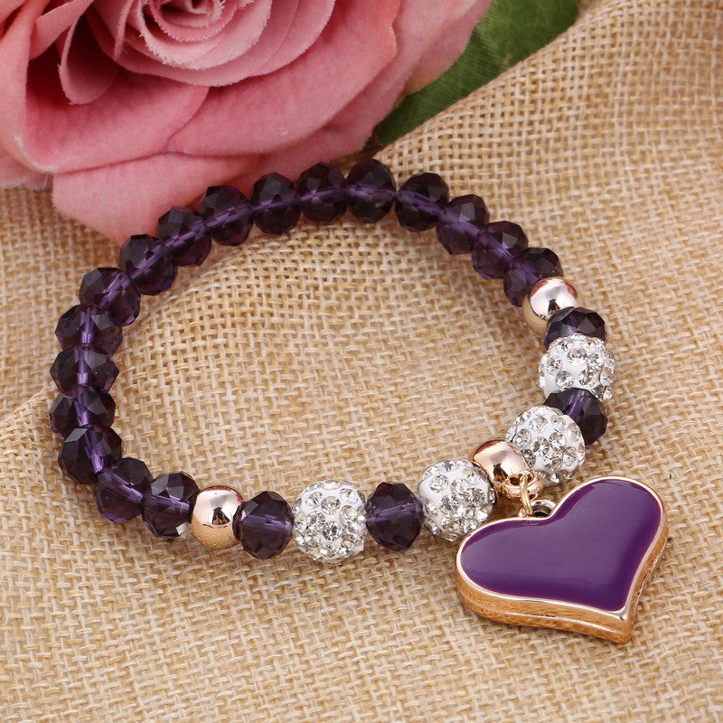 Romantic Vintage Bracelet with Heart Pendant - Stones & Vine