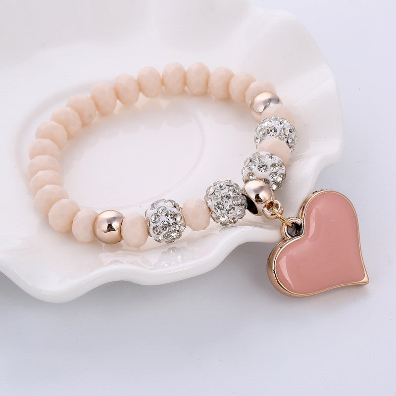 Romantic Vintage Bracelet with Heart Pendant - Stones & Vine