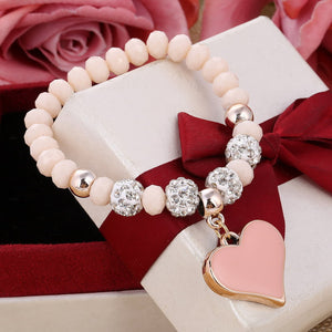 Romantic Vintage Bracelet with Heart Pendant - Stones & Vine