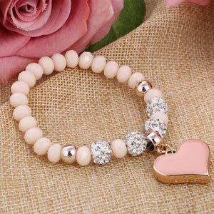 Romantic Vintage Bracelet with Heart Pendant - Stones & Vine