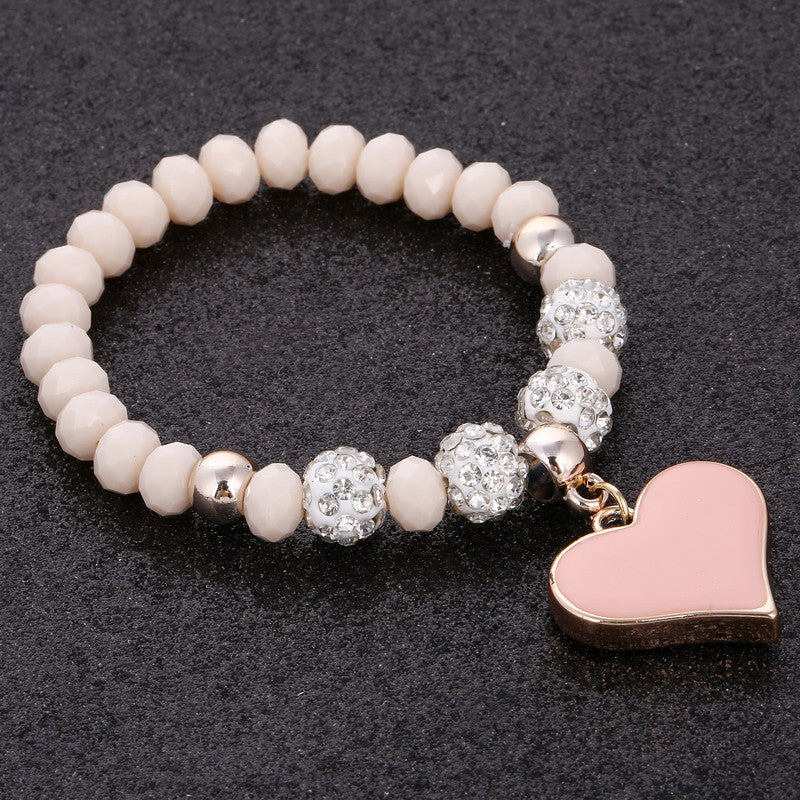 Romantic Vintage Bracelet with Heart Pendant - Stones & Vine