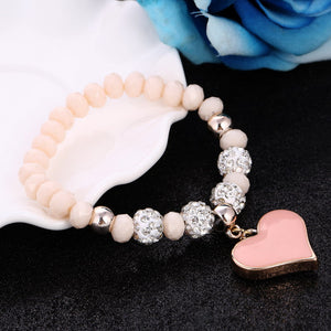 Romantic Vintage Bracelet with Heart Pendant - Stones & Vine