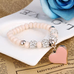 Romantic Vintage Bracelet with Heart Pendant - Stones & Vine