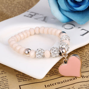 Romantic Vintage Bracelet with Heart Pendant - Stones & Vine