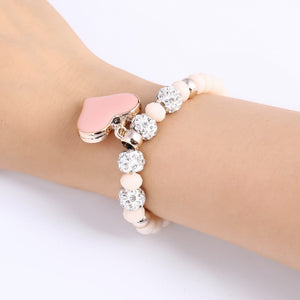 Romantic Vintage Bracelet with Heart Pendant - Stones & Vine
