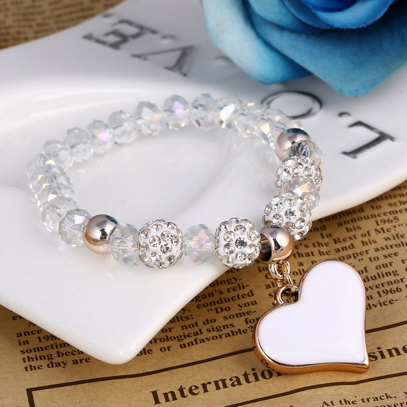 Romantic Vintage Bracelet with Heart Pendant - Stones & Vine