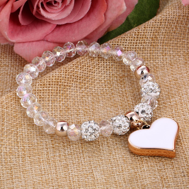 Romantic Vintage Bracelet with Heart Pendant - Stones & Vine