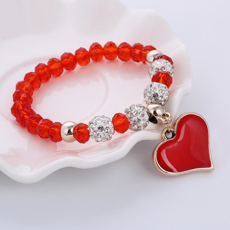 Romantic Vintage Bracelet with Heart Pendant - Stones & Vine