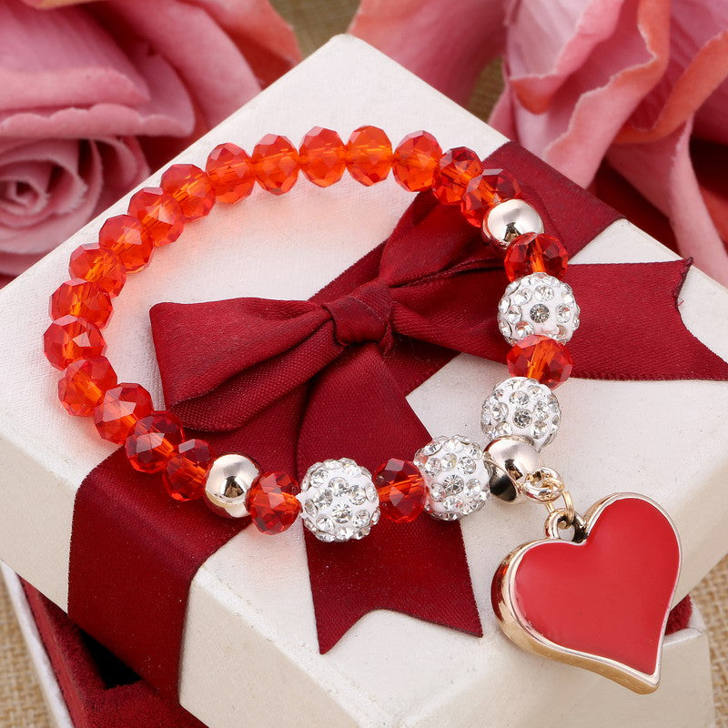 Romantic Vintage Bracelet with Heart Pendant - Stones & Vine