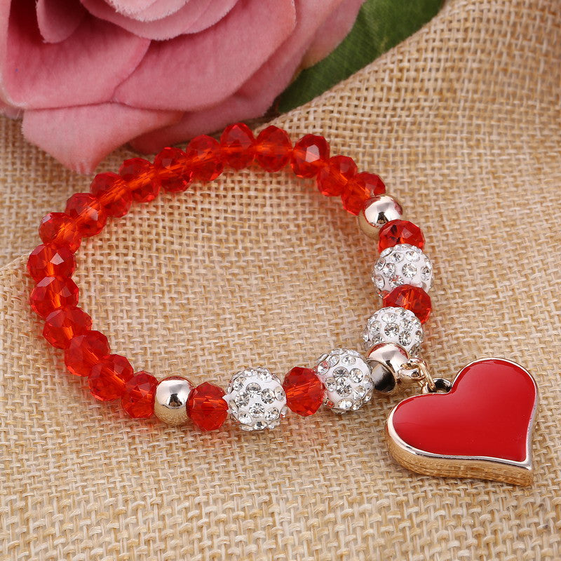 Romantic Vintage Bracelet with Heart Pendant - Stones & Vine