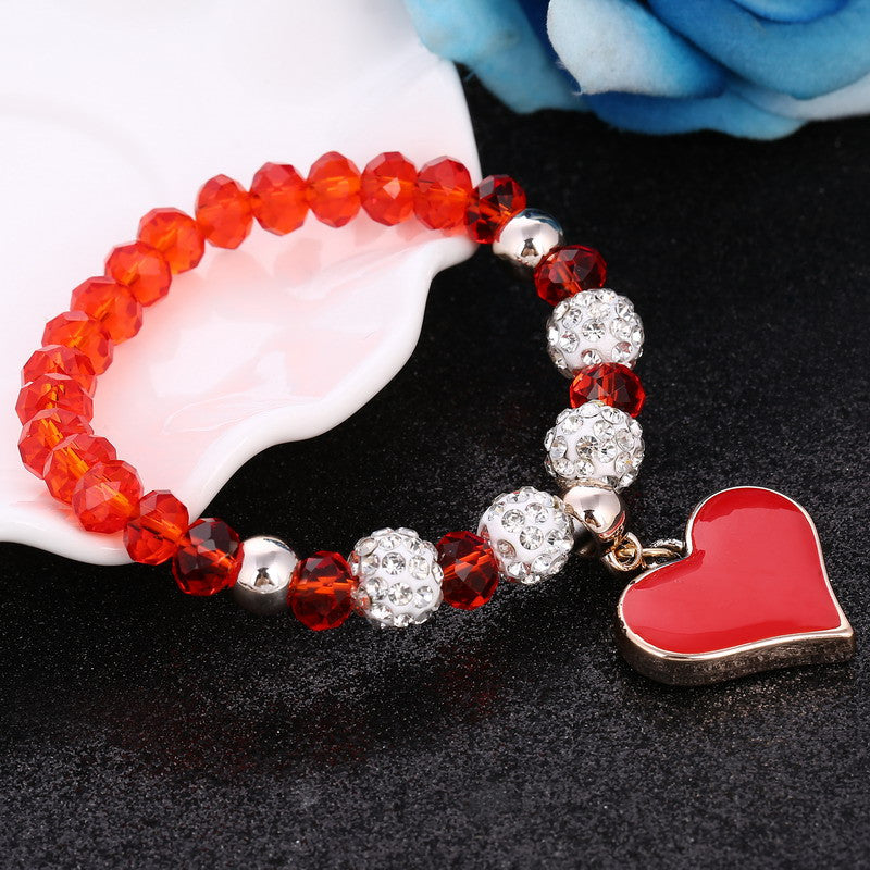 Romantic Vintage Bracelet with Heart Pendant - Stones & Vine