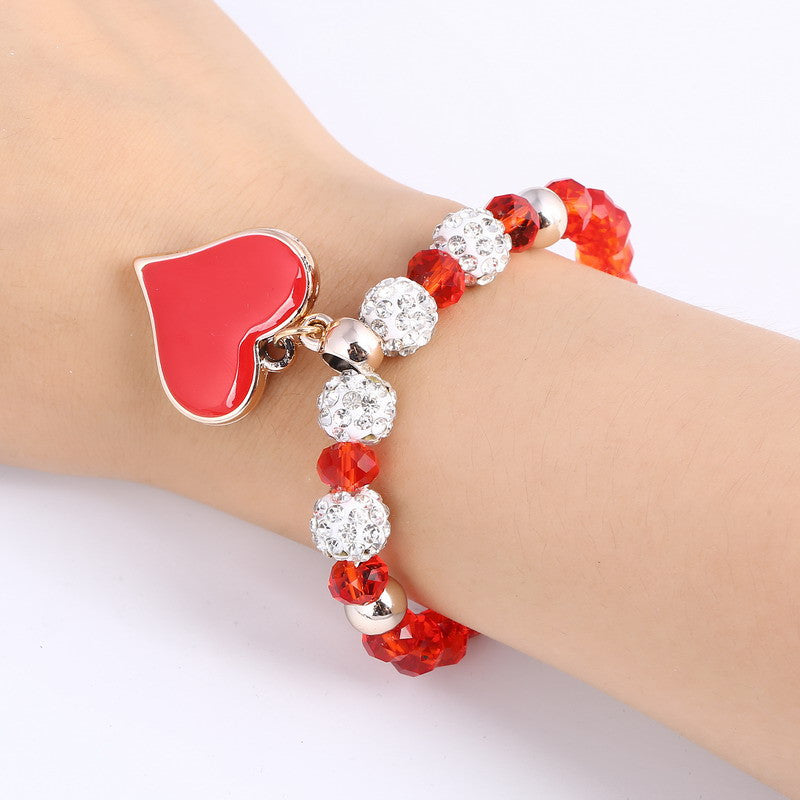 Romantic Vintage Bracelet with Heart Pendant - Stones & Vine
