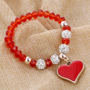 Romantic Vintage Bracelet with Heart Pendant - Stones & Vine