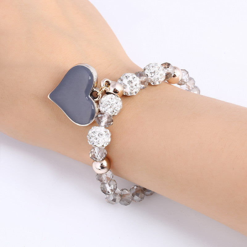 Romantic Vintage Bracelet with Heart Pendant - Stones & Vine