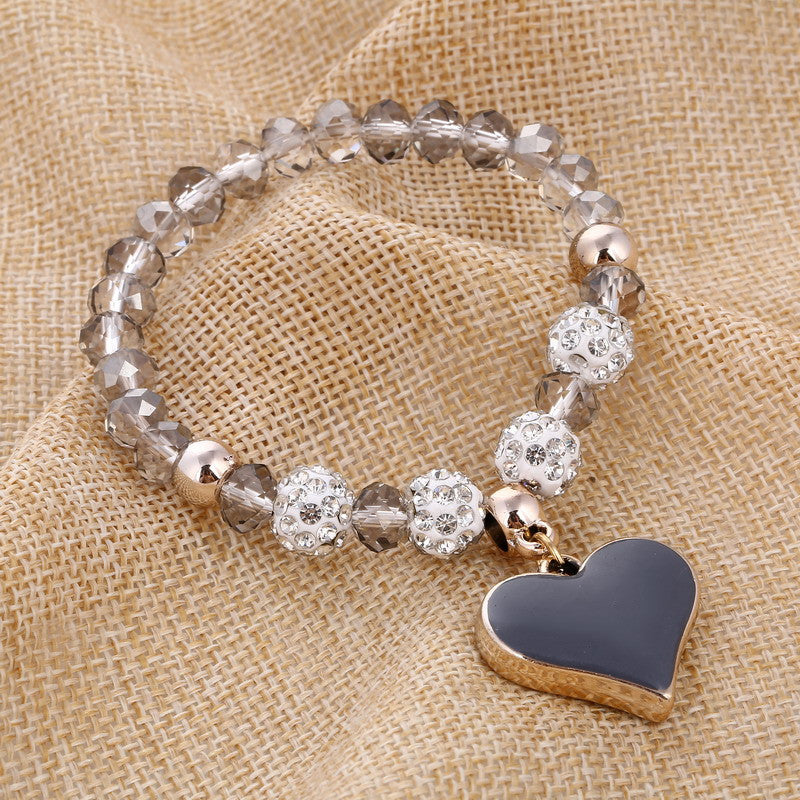 Romantic Vintage Bracelet with Heart Pendant - Stones & Vine