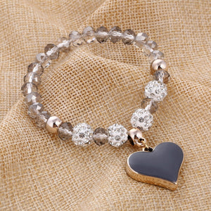 Romantic Vintage Bracelet with Heart Pendant - Stones & Vine