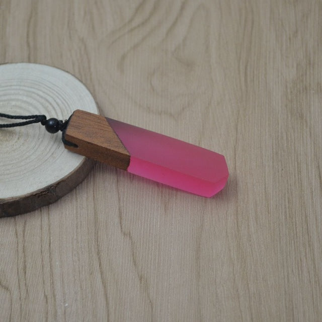 Vintage Unisex Wood Resin Necklace & Pendant - Stones & Vine