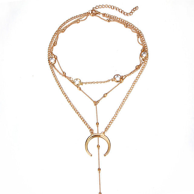 Moon Choker Pendant & Necklace - Stones & Vine