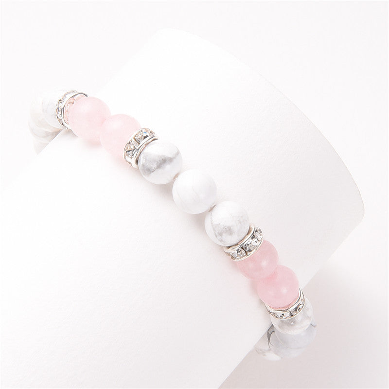 White & Pink Stone Beads Bracelets - Stones & Vine