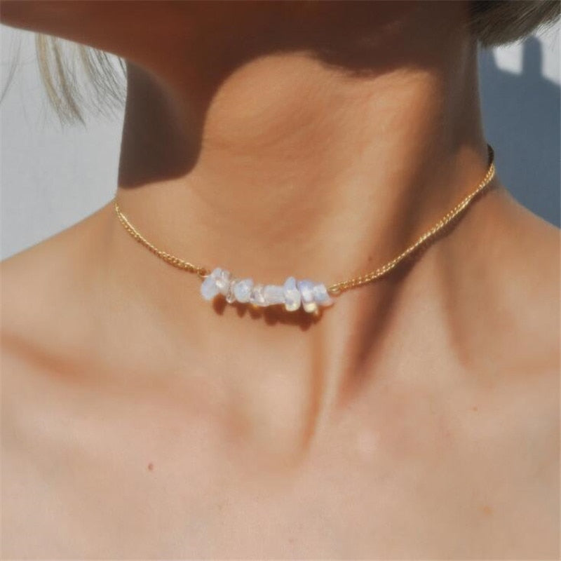 Opal Stone Choker Necklace Collar - Stones & Vine