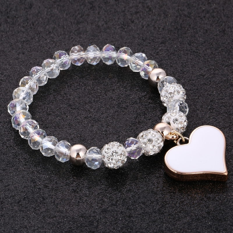 Romantic Vintage Bracelet with Heart Pendant - Stones & Vine