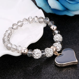 Romantic Vintage Bracelet with Heart Pendant - Stones & Vine