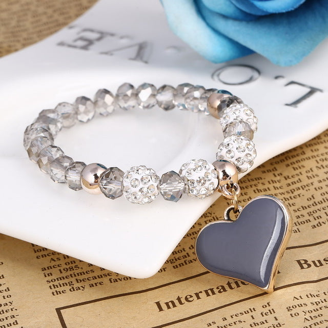 Romantic Vintage Bracelet with Heart Pendant - Stones & Vine
