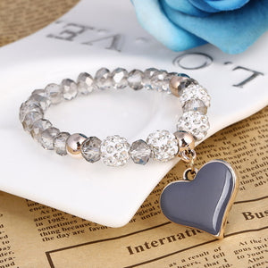 Romantic Vintage Bracelet with Heart Pendant - Stones & Vine