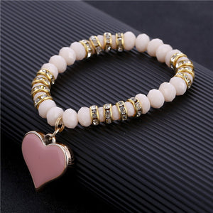 Romantic Vintage Bracelet with Heart Pendant - Stones & Vine