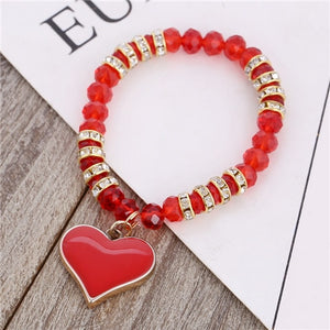 Romantic Vintage Bracelet with Heart Pendant - Stones & Vine