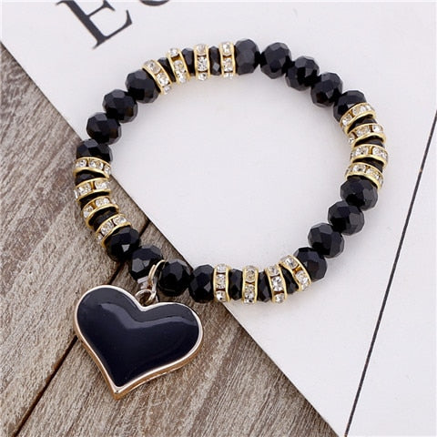 Romantic Vintage Bracelet with Heart Pendant - Stones & Vine
