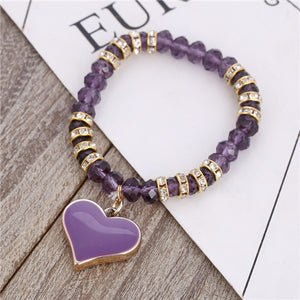 Romantic Vintage Bracelet with Heart Pendant - Stones & Vine