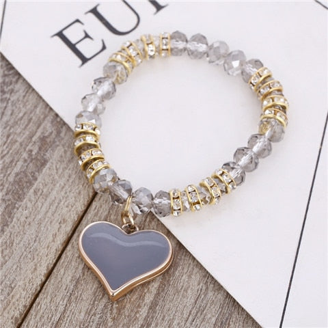 Romantic Vintage Bracelet with Heart Pendant - Stones & Vine