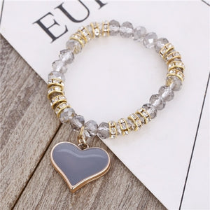 Romantic Vintage Bracelet with Heart Pendant - Stones & Vine