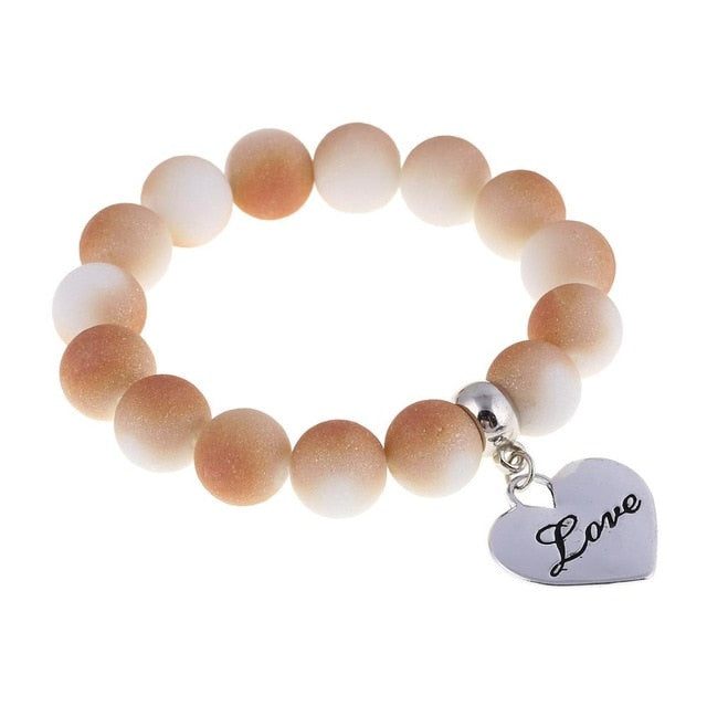 Romantic Vintage Bracelet with Heart Pendant - Stones & Vine