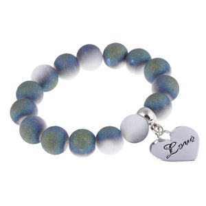 Romantic Vintage Bracelet with Heart Pendant - Stones & Vine